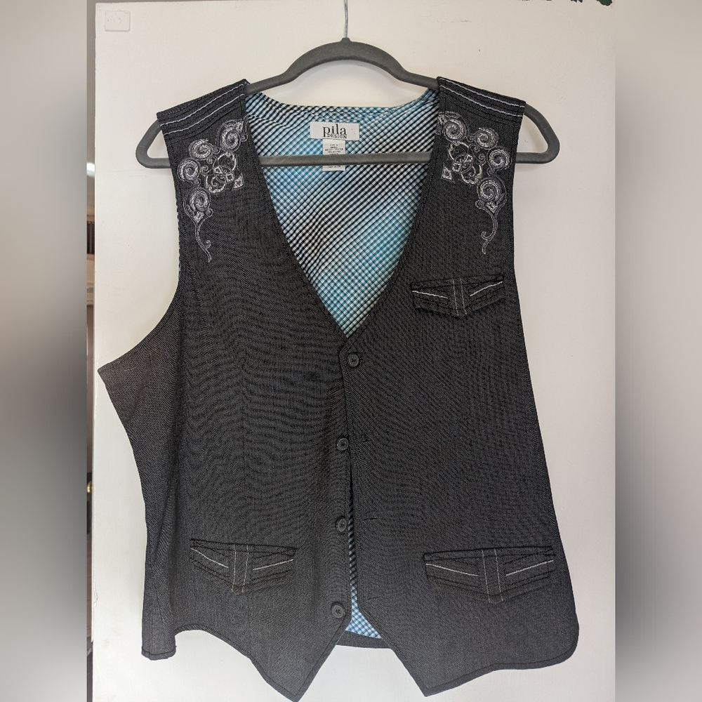 Grey Men's Vest-Large-Pila Design